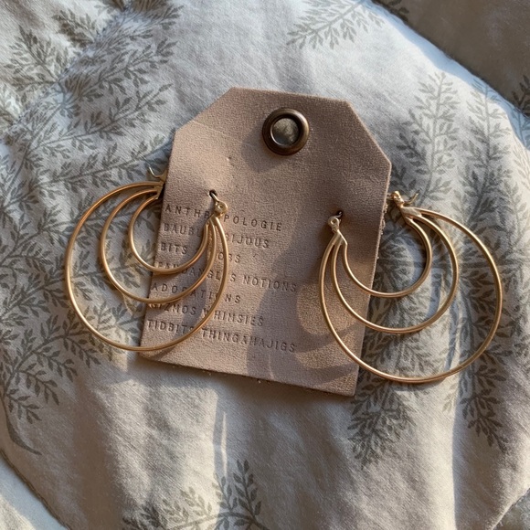 Anthropologie Jewelry - Antropologie Gold Tone Hoops